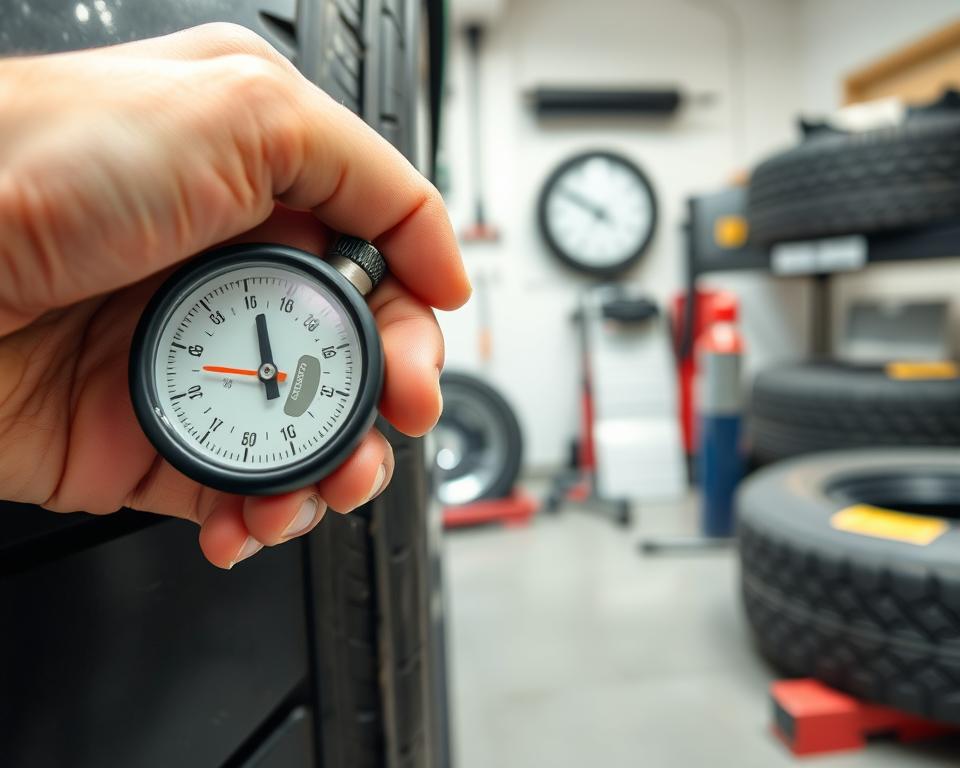 Using a tire pressure gauge